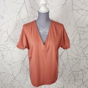 Kit and Ace Orange Pima Cotton Blend Reversible Front To Back Tee